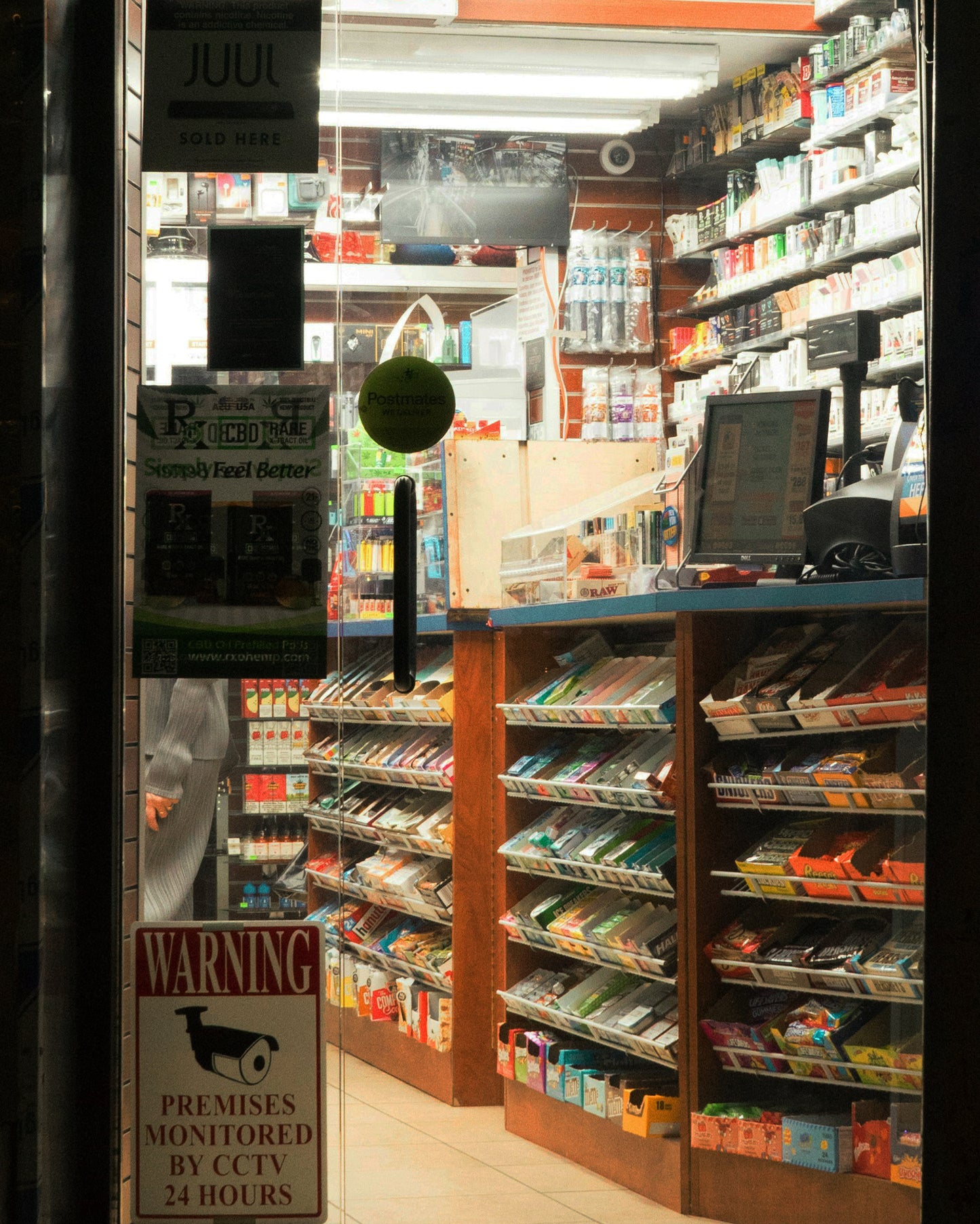The entrance of a smoke shop.